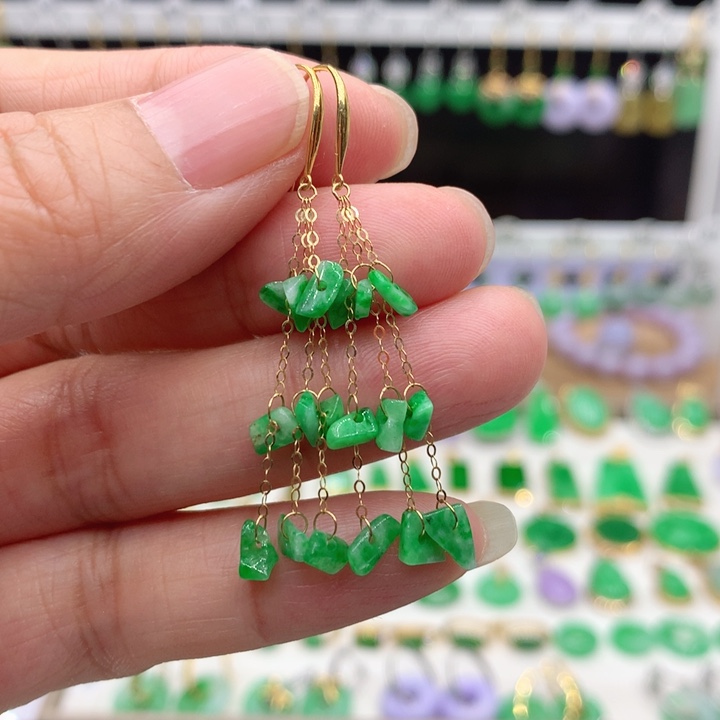 翡翠18K金镶嵌耳饰