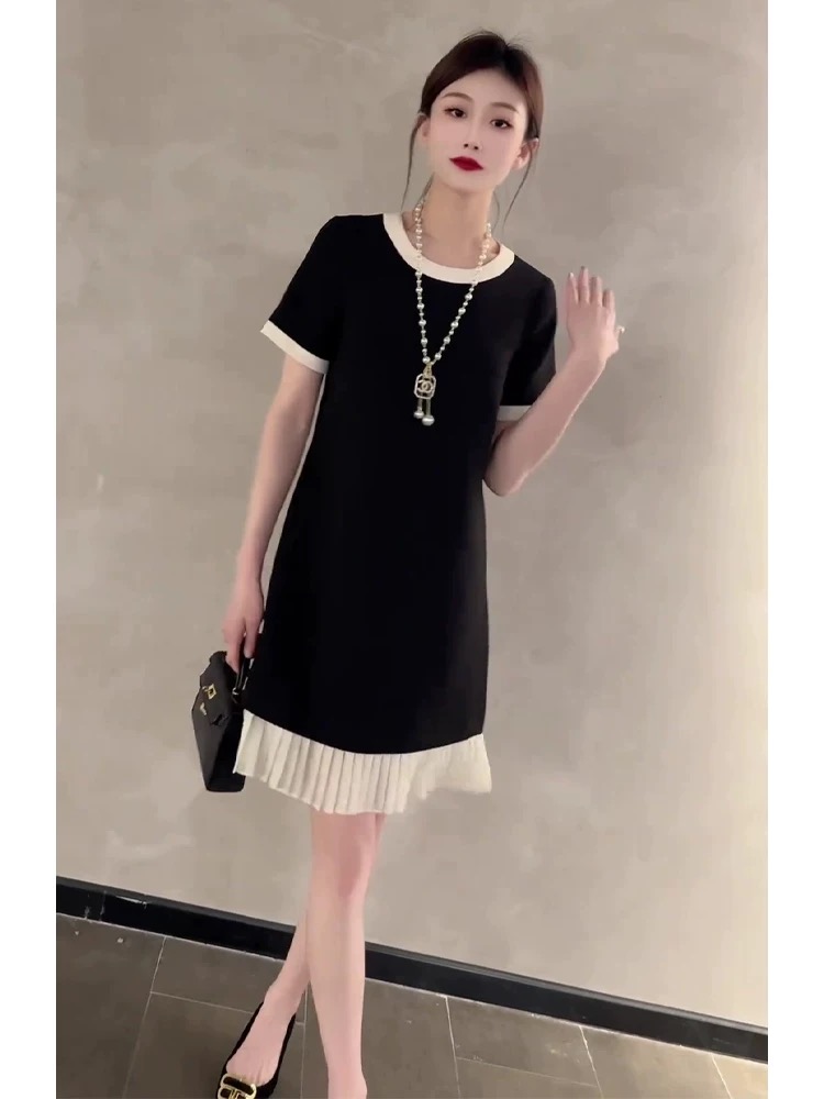 774 GZ针织连衣裙百搭气质休闲圆领中长款洋气显瘦