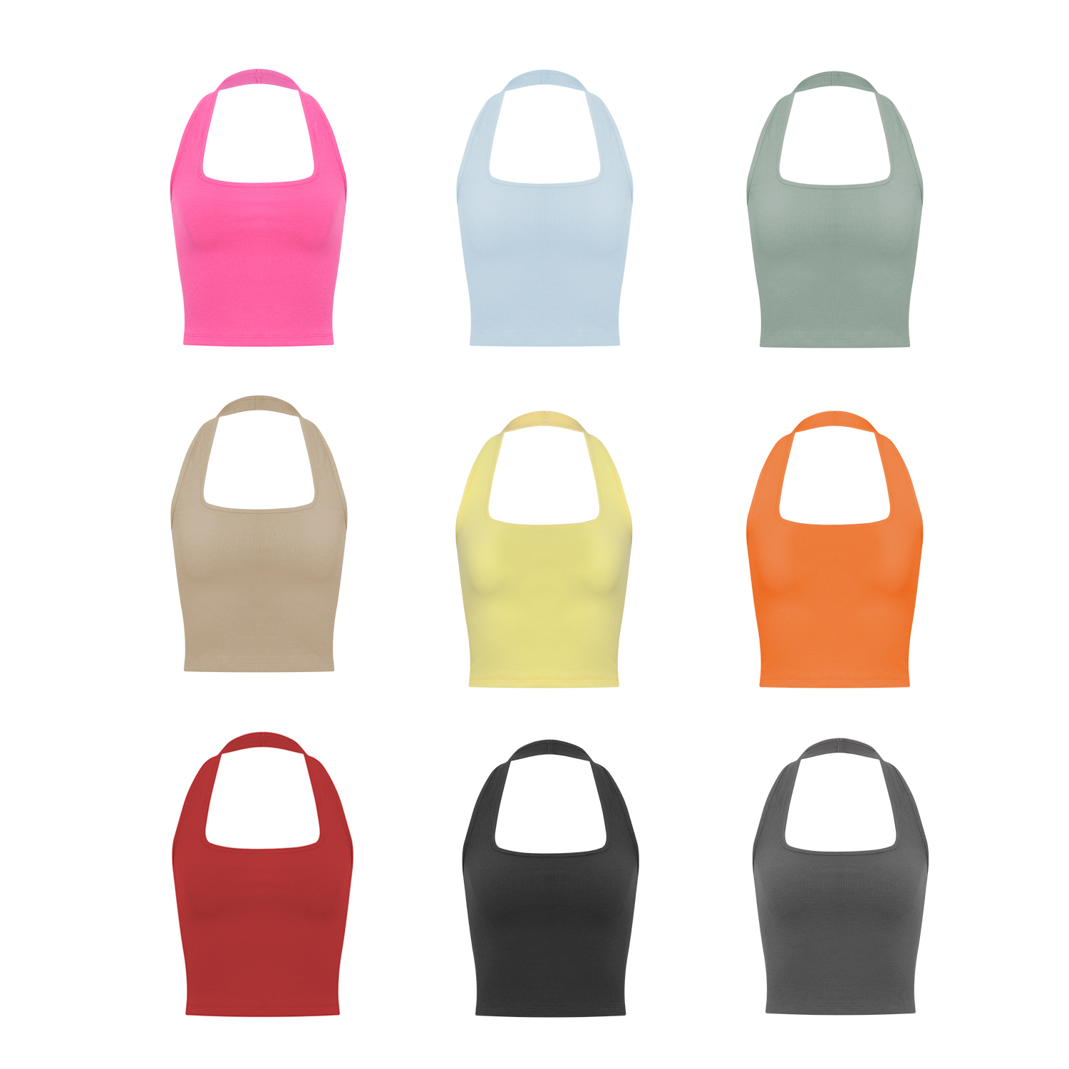 【Aliu自制】辣妹挂脖式U领背心夏季性感大露背设计感短款纯欲上衣