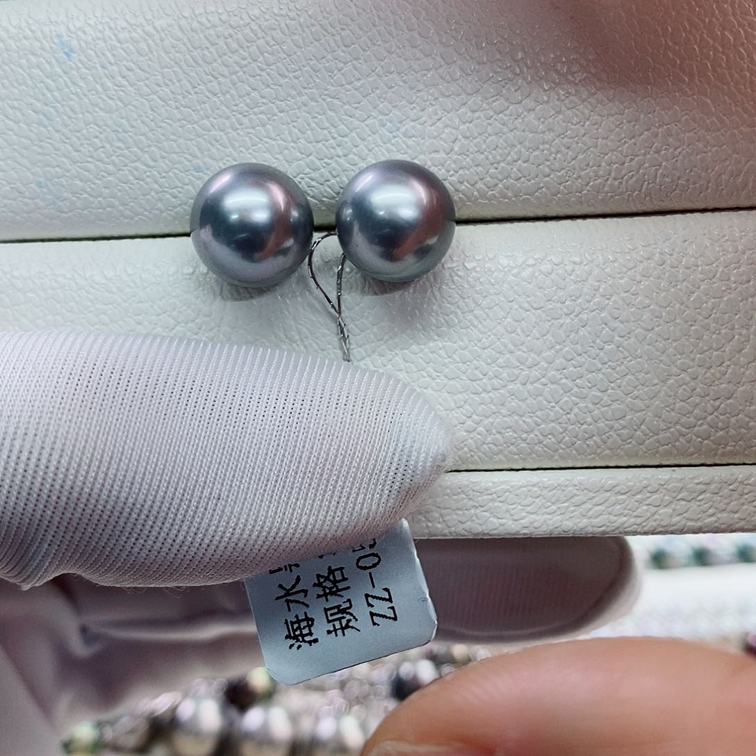 银S925镶嵌耳饰海水珍珠10-11