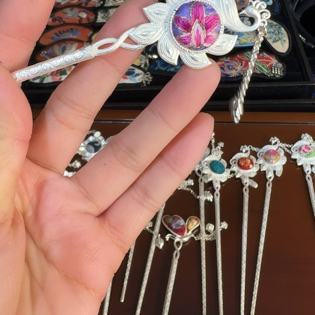 刺绣民族风刺绣老绣发簪