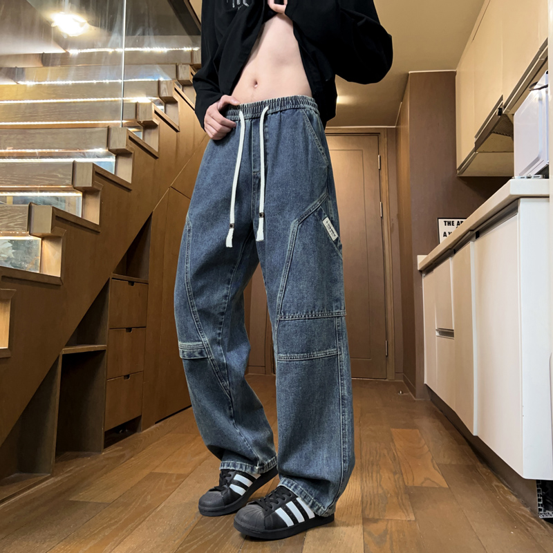 牛仔裤男款美式工装复古宽松直筒牛仔裤男秋季cleanfit百搭阔腿裤