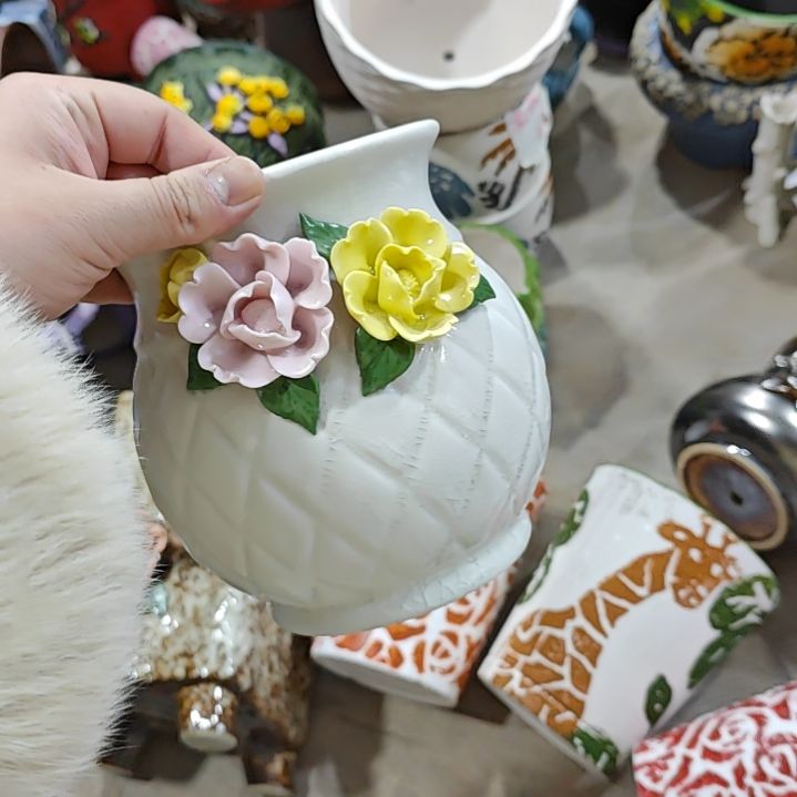 红陶吸水透气的白陶花盆凑满12发货
