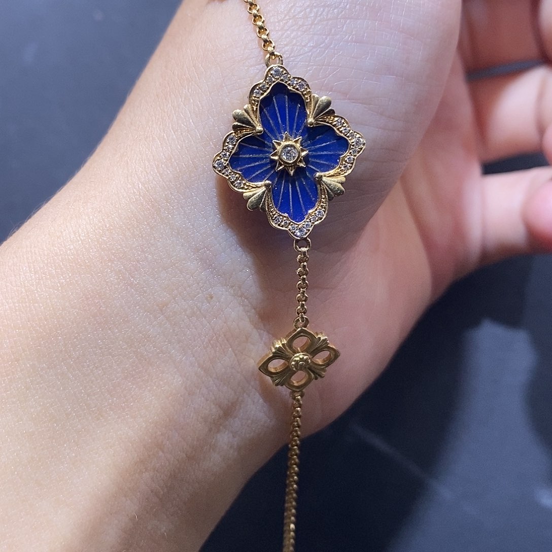 颈饰钻石18K金镶嵌歌剧院蓝色珐琅手链