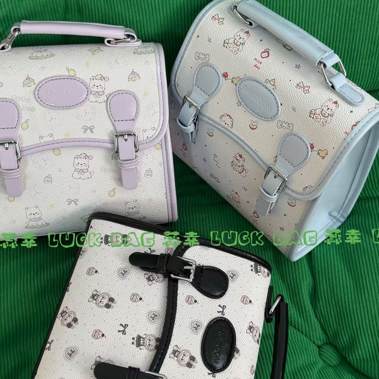 【卡通小方】可爱卡通小方双肩包 可单肩 斜跨