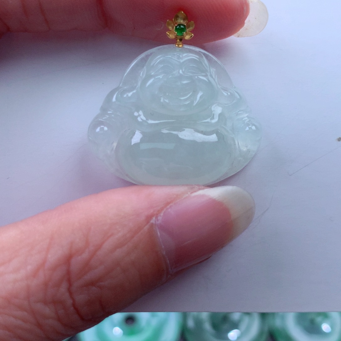 翡翠吊坠(不含链)18K金镶嵌