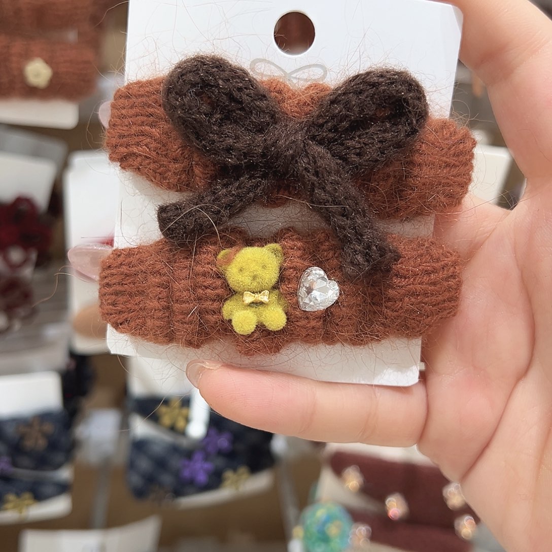 皮质铁合金小熊蝴蝶结掰掰夹