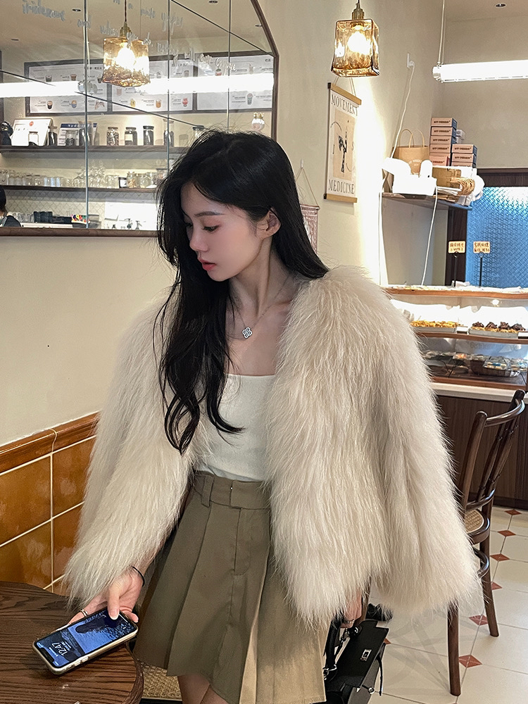 张老大“千金小奶貉”貉子毛双面编织内衬款皮草外套女气质冬短款