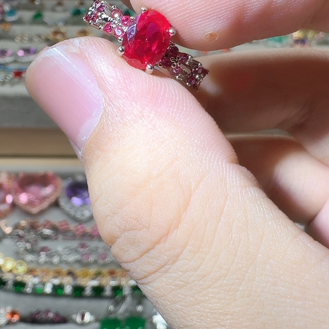 绿水晶戒指银S925镶嵌