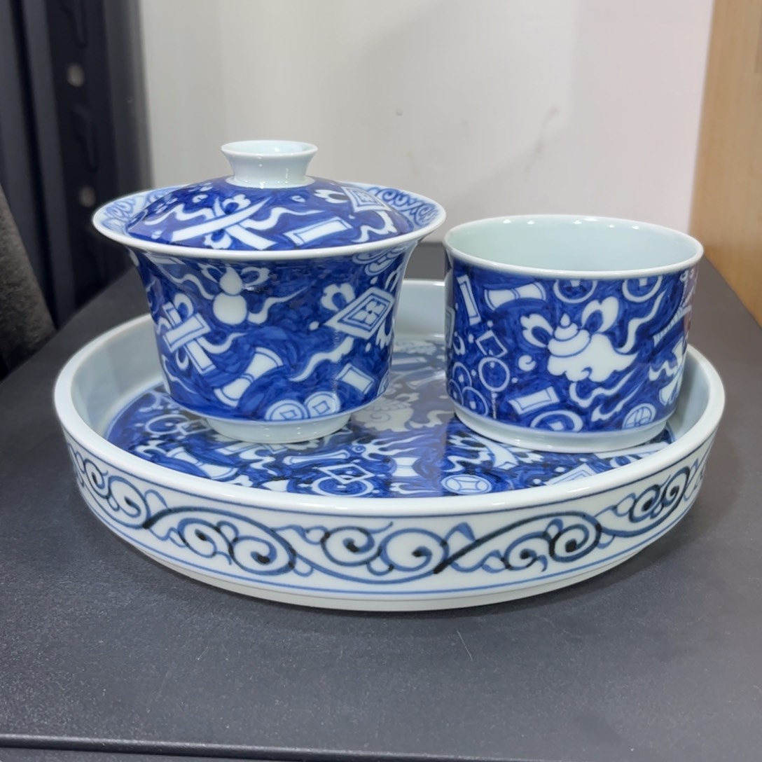 仿元蓝地杂宝三件套 可拆分