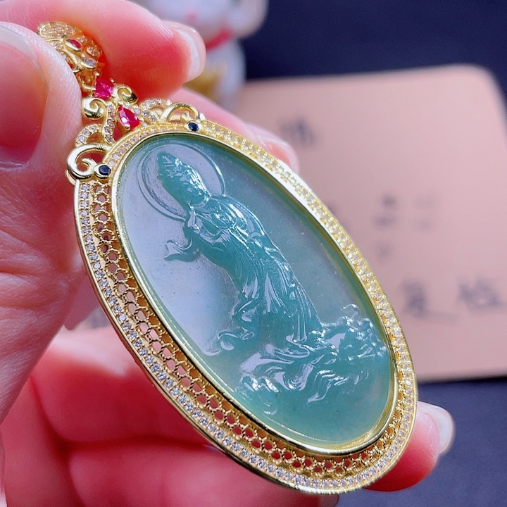 翡翠吊坠(不含链)银S925镶嵌