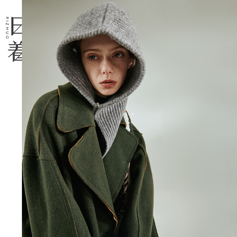 日着趣雪怪羊毛法拉帽2025秋冬新款针织连肩护耳小帽子RD3281M5