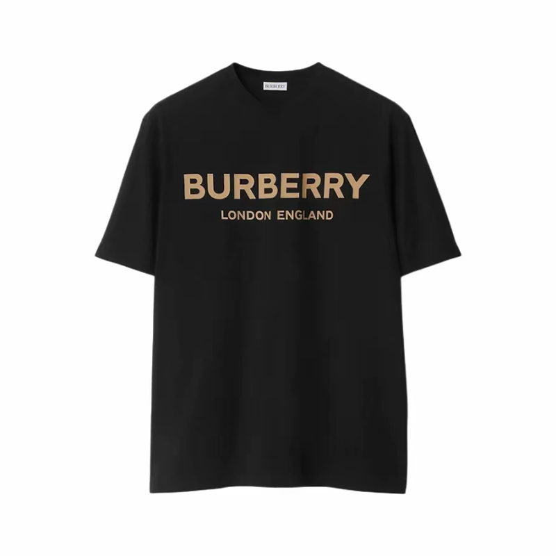 Burberry博柏利 Log0字母印花圆领套头短袖T恤 男款 黑色