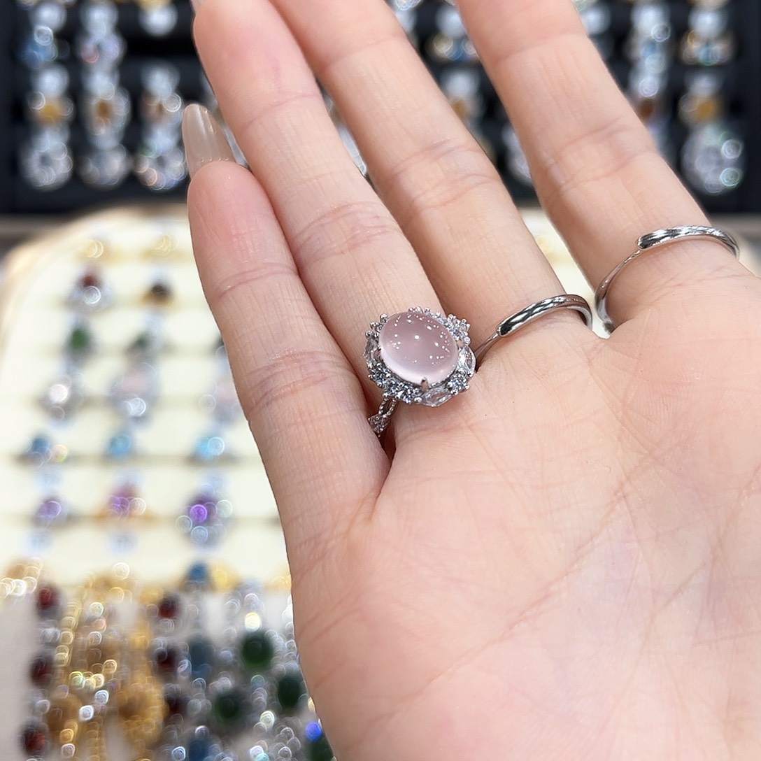 水晶金色拖不保色介意慎拍银托不掉色哦银S925镶嵌乐*?