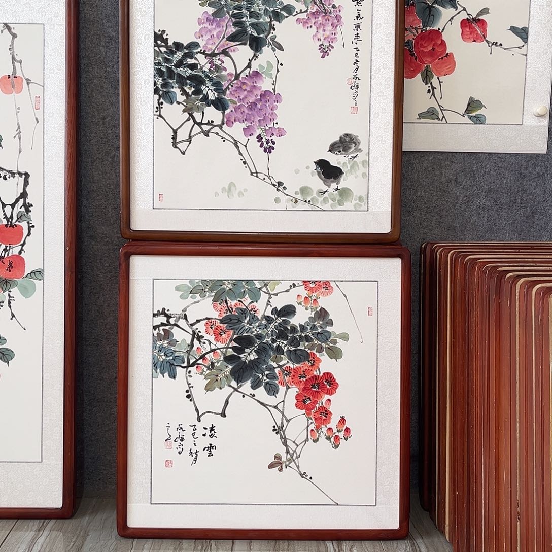 国画书画作品带框63×63