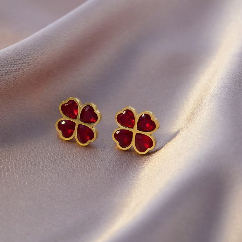 铜合金玻璃耳饰 D143 时尚轻奢气质小众百搭耳钉