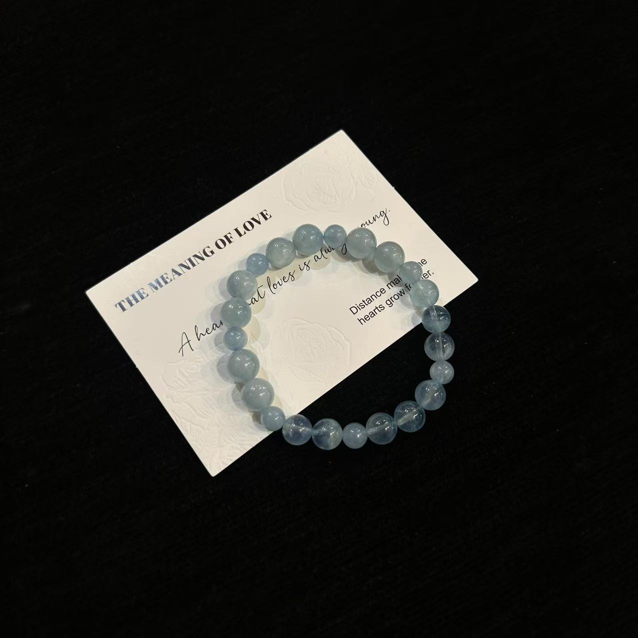 「YIMIMI」天然水晶 7-9mm 海蓝宝手链x3664 多样性发货