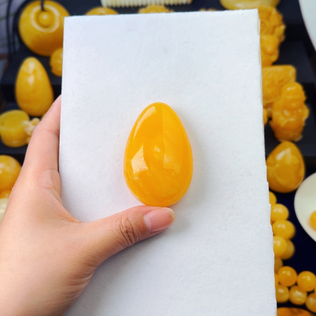 琥珀颈饰未镶嵌橘白毛衣链吊坠