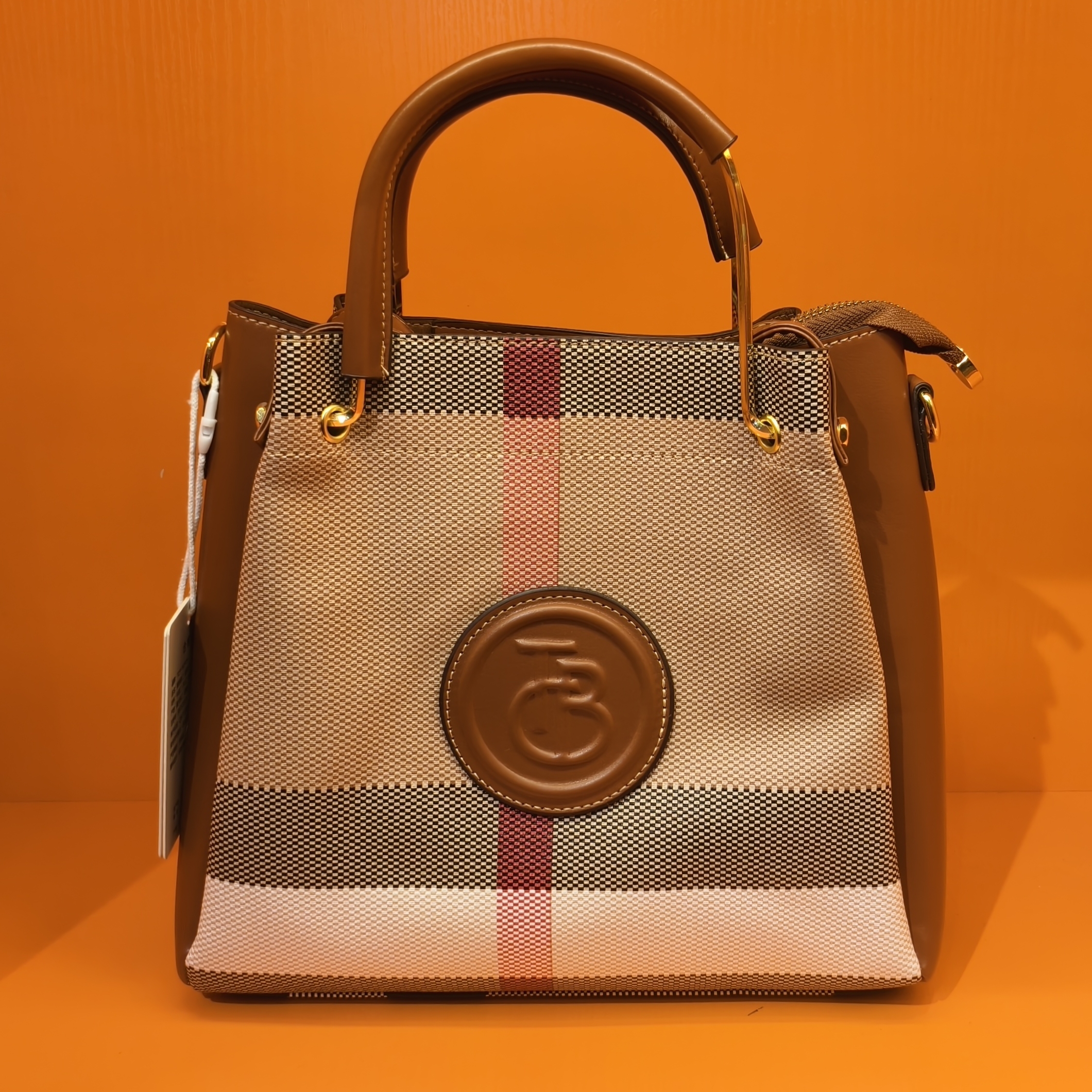 T3193–7格子单肩包百搭撞色大容量通勤轻奢个性旅行包手提斜跨包