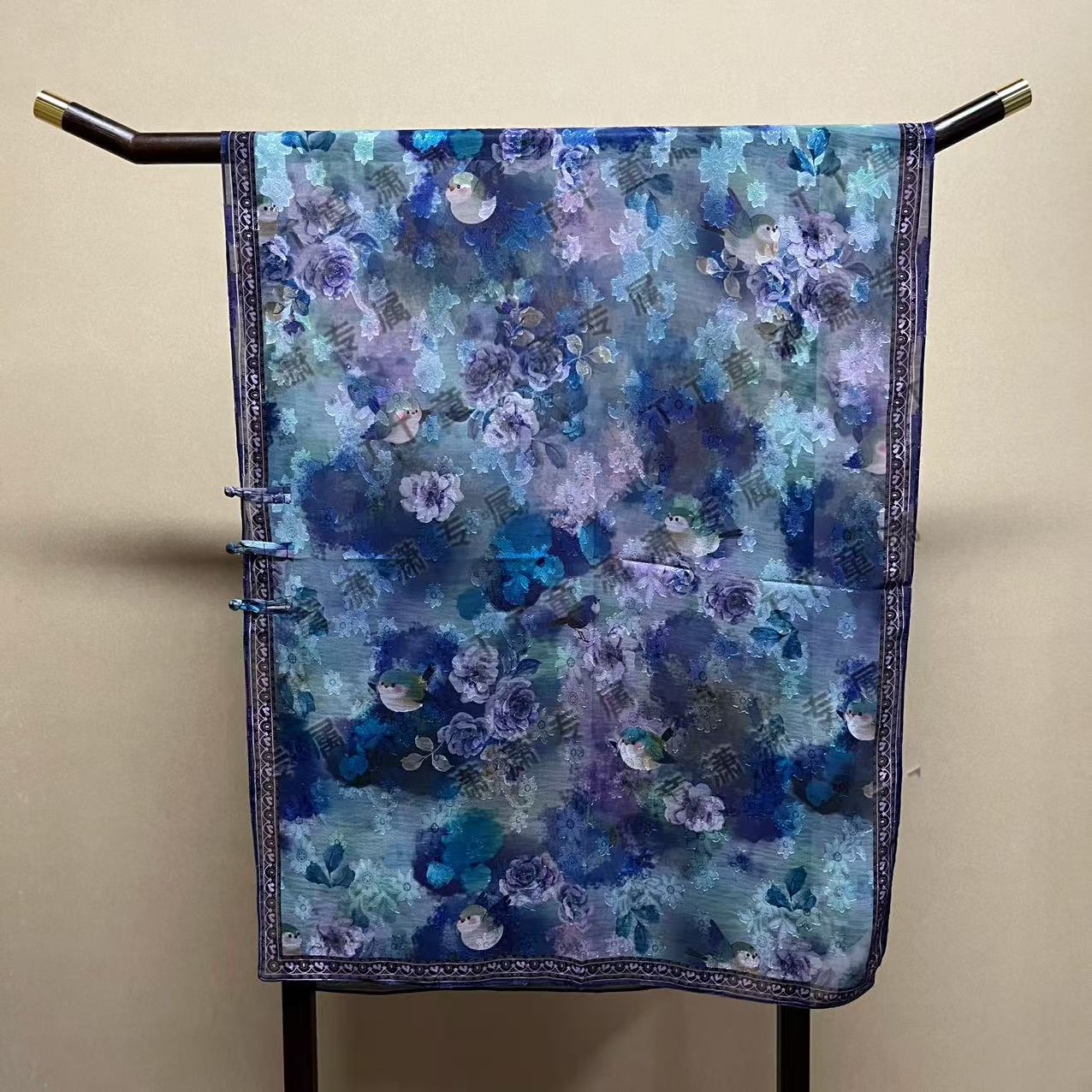 （田园繁花）烧花盘扣长巾70*180左右