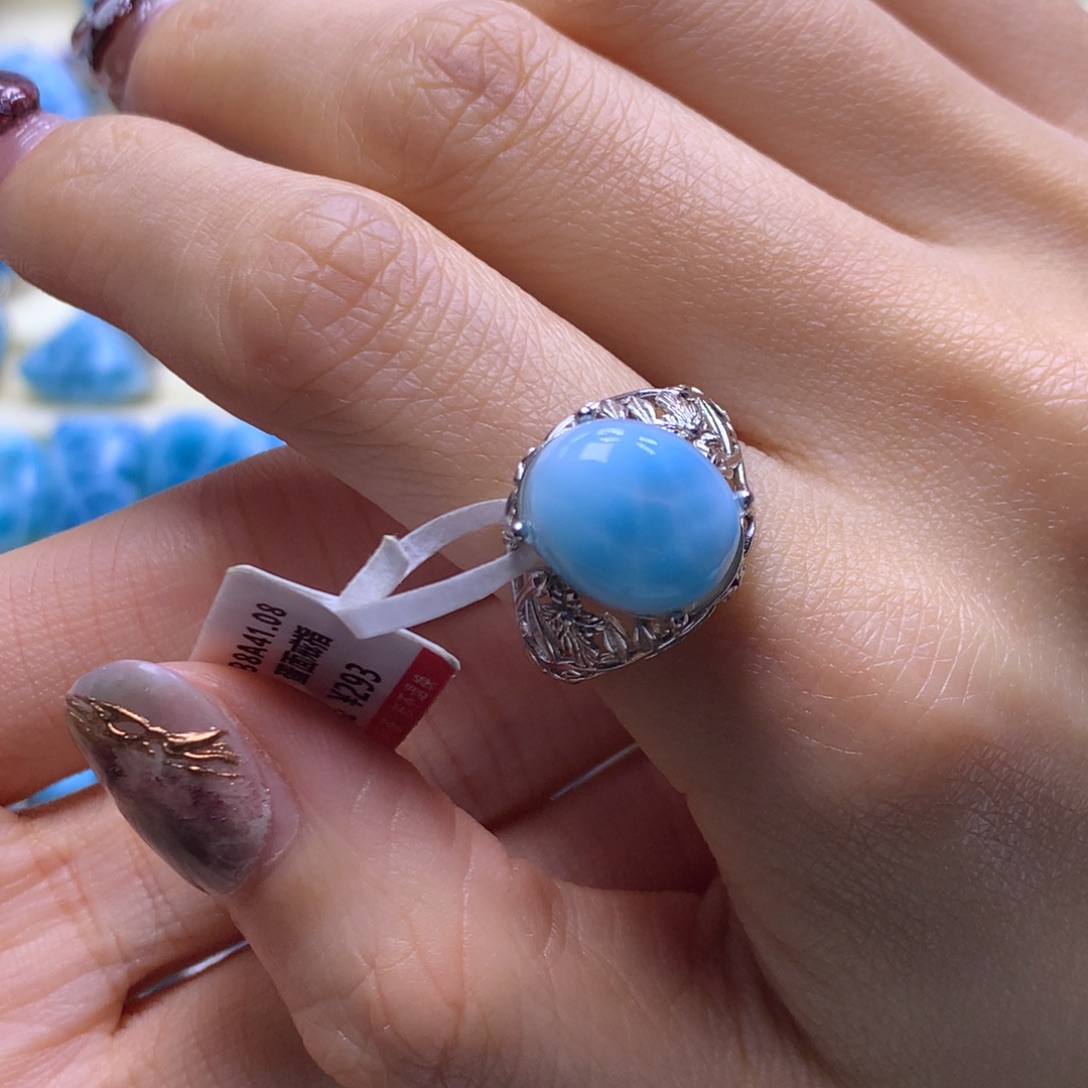 针钠钙石（海纹石）未镶嵌戒指蛋面戒指色差略异