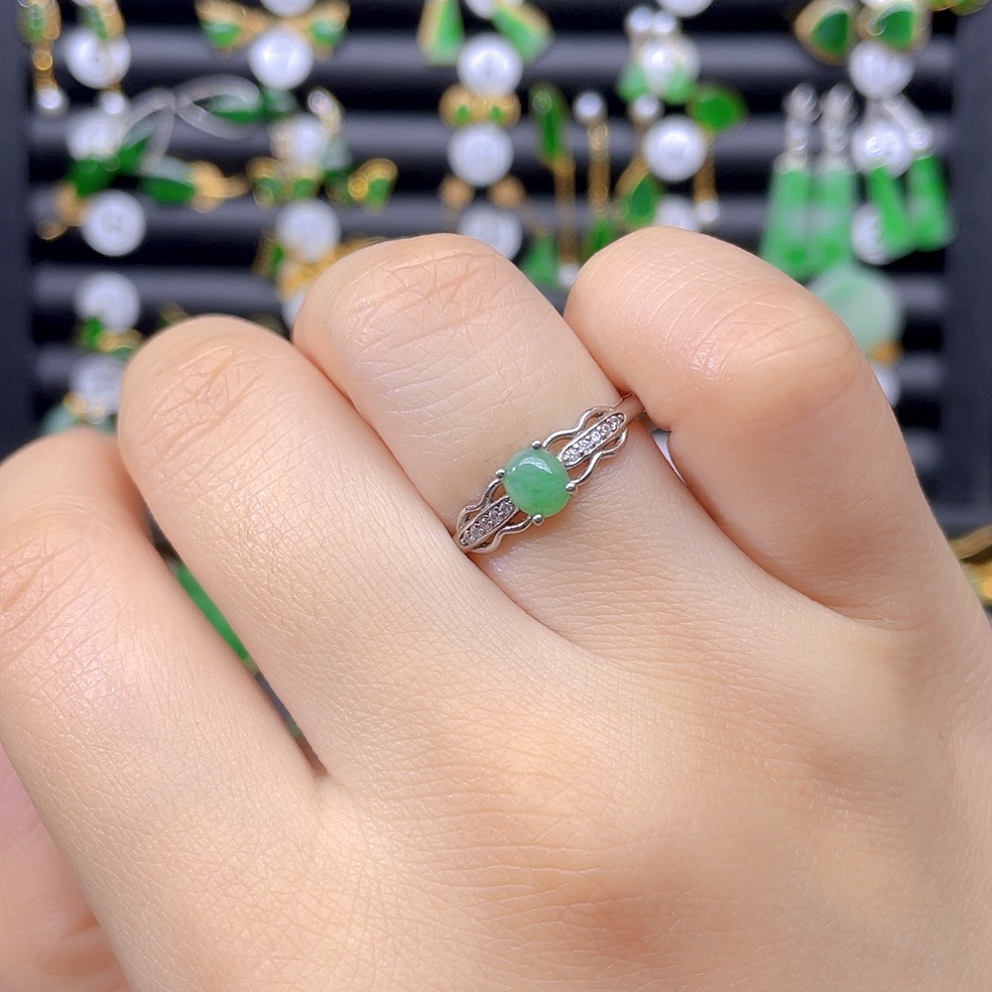 翡翠银S925镶嵌戒指