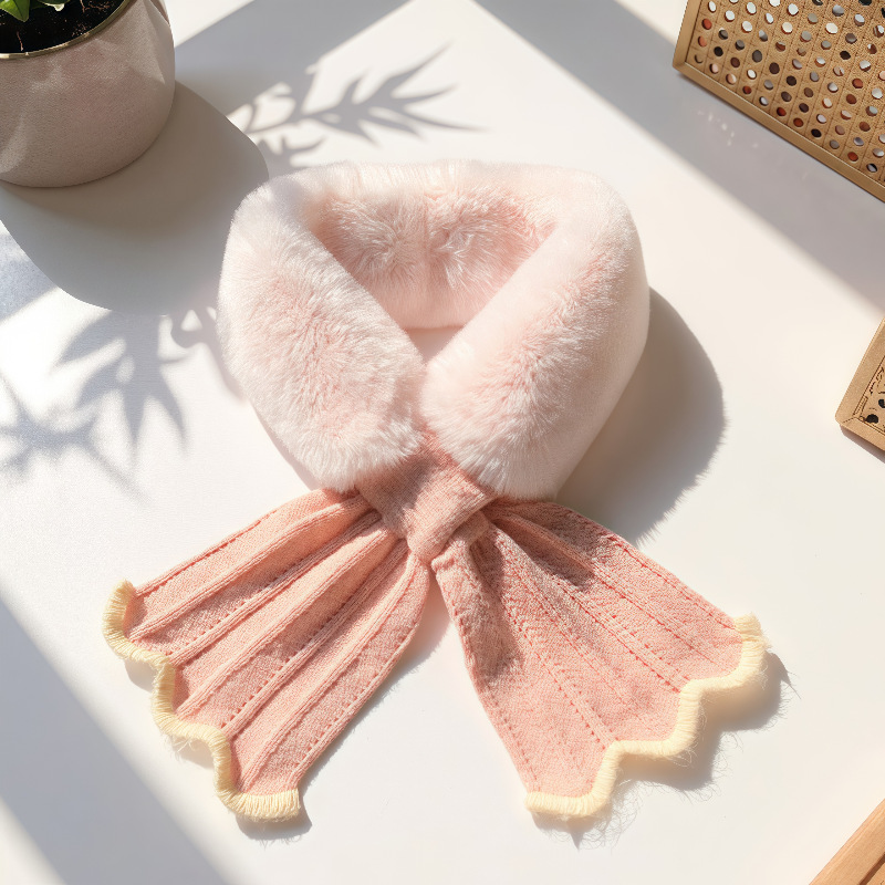 韩版秋冬季女兔毛针织毛绒毛线毛领子交叉护颈加厚毛围脖