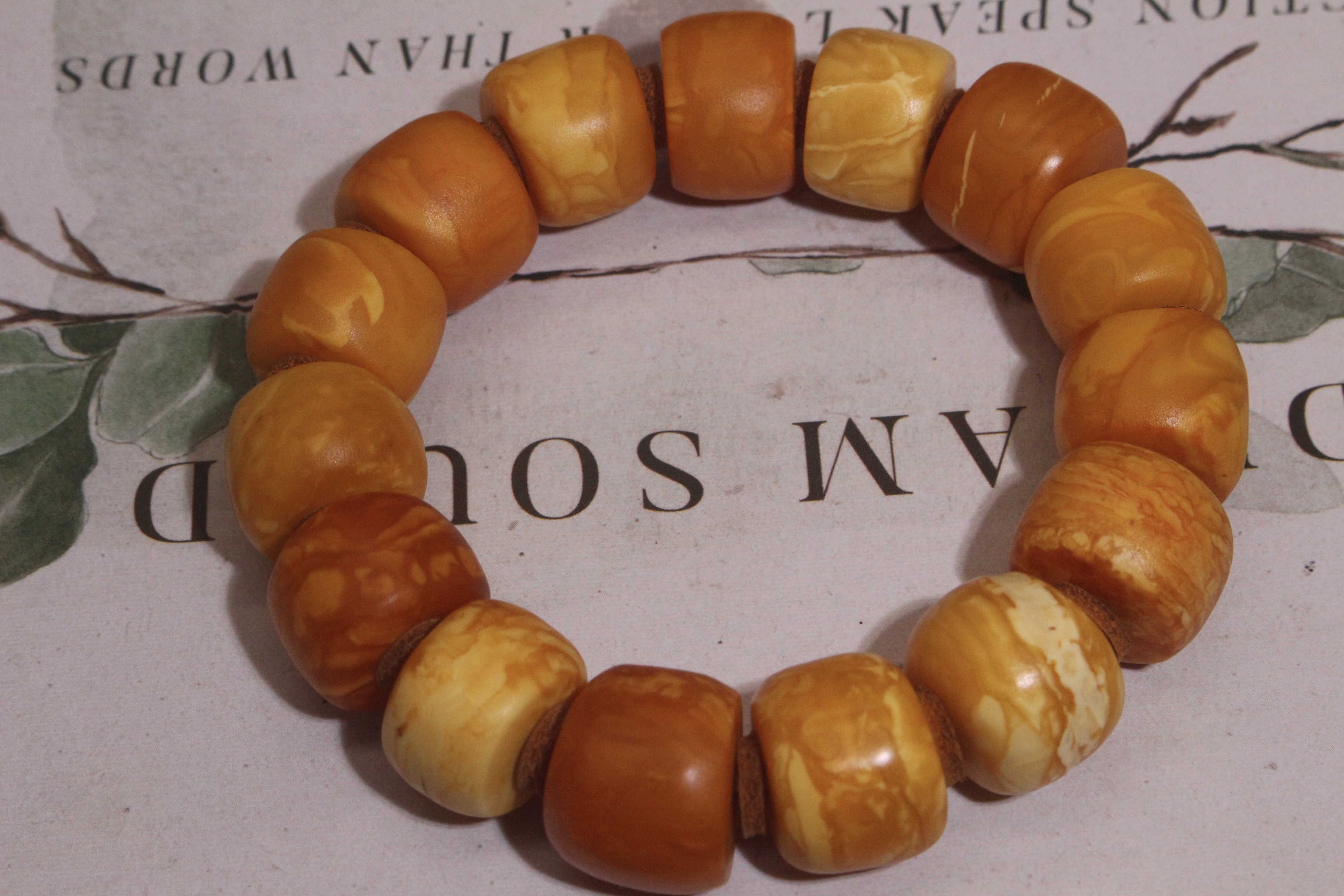 精美石膏妖花马蹄手串支持全国复检尺寸17.6mm克重45.88g