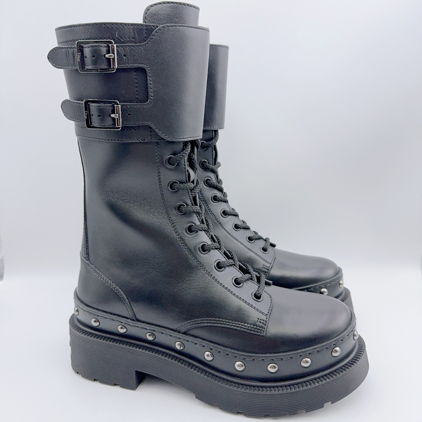 未使用 DIOR/迪奥 35.5码/厚底铆钉战术马丁靴/02269