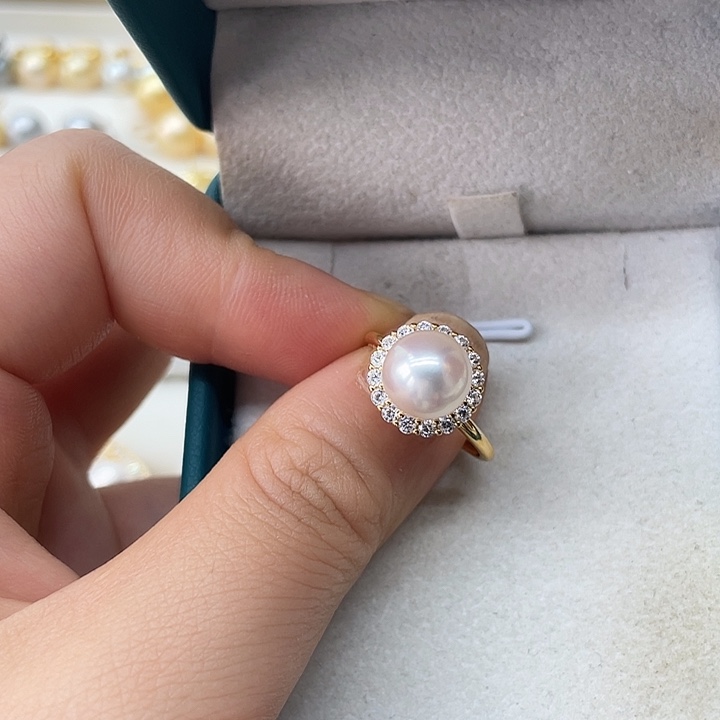 海水珍珠戒指银S925镶嵌