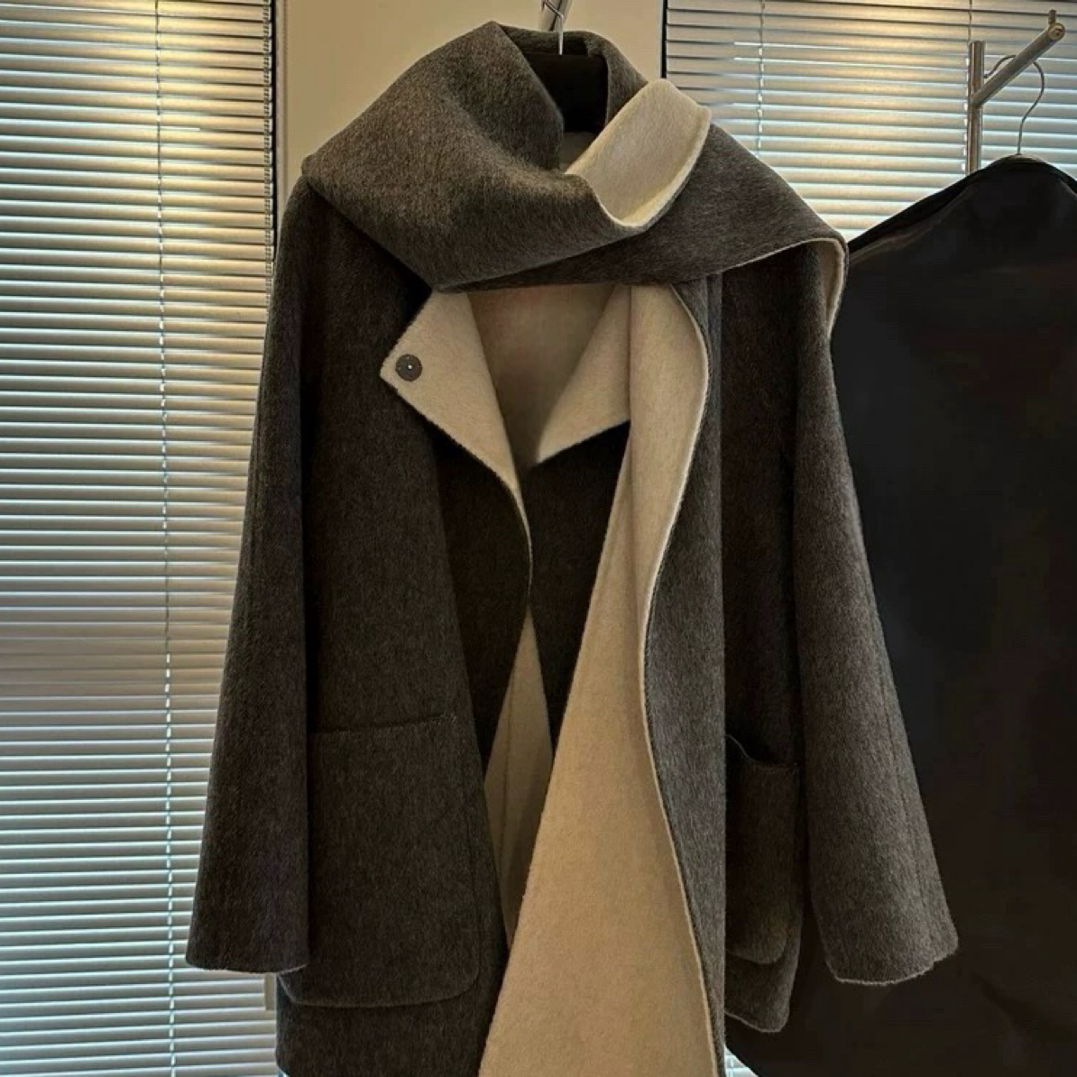 秋冬韩版双面羊绒大衣女羊毛外套带围巾AB面
