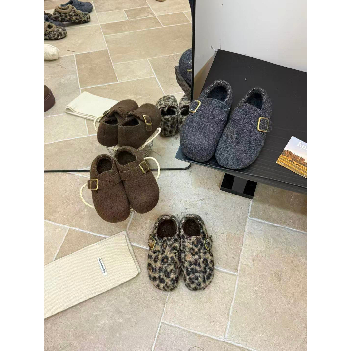 DZG（1xzd295-1#）全包勃肯- 好穿可调节加绒豹纹勃肯鞋11-12