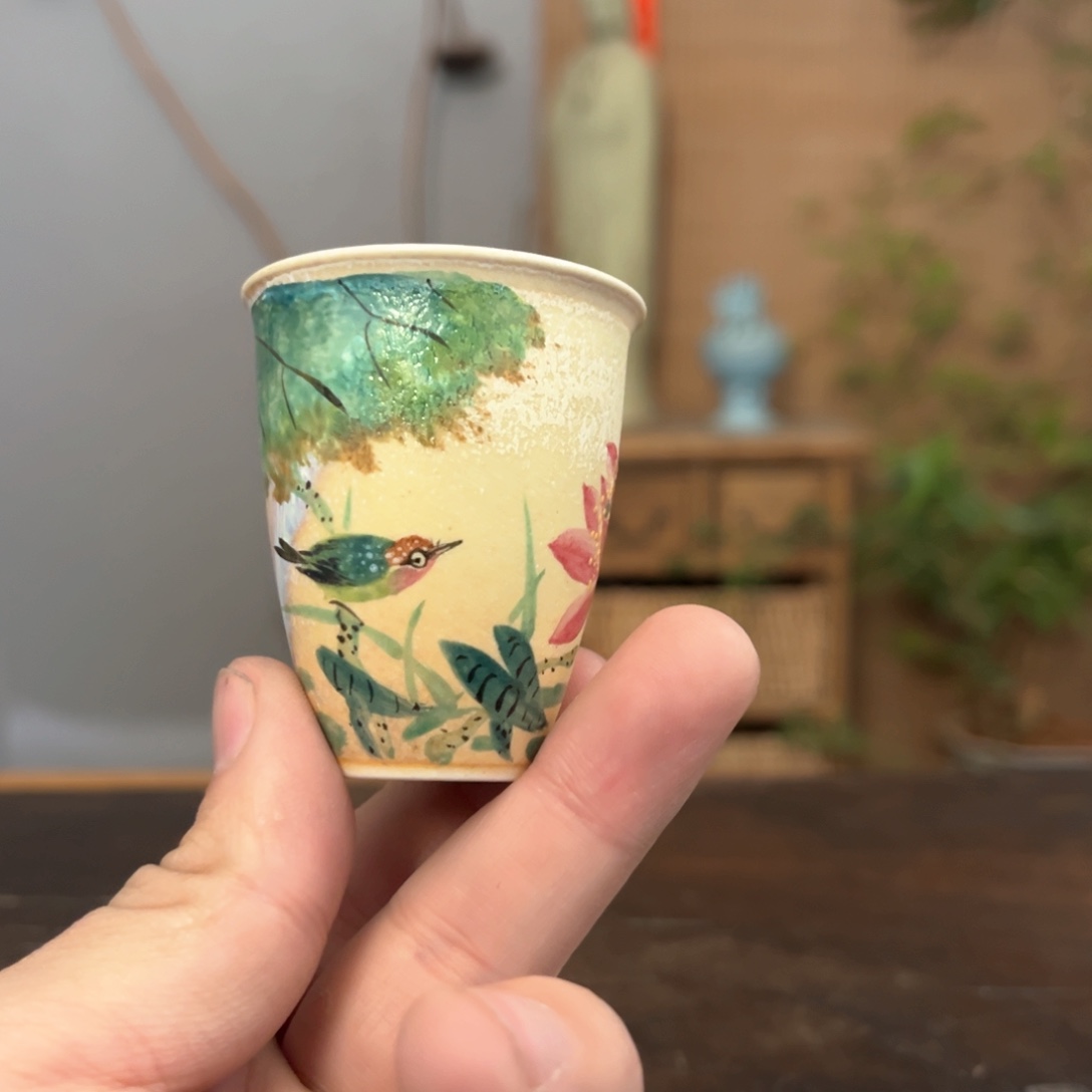 杯柴烧手工手绘陶瓷