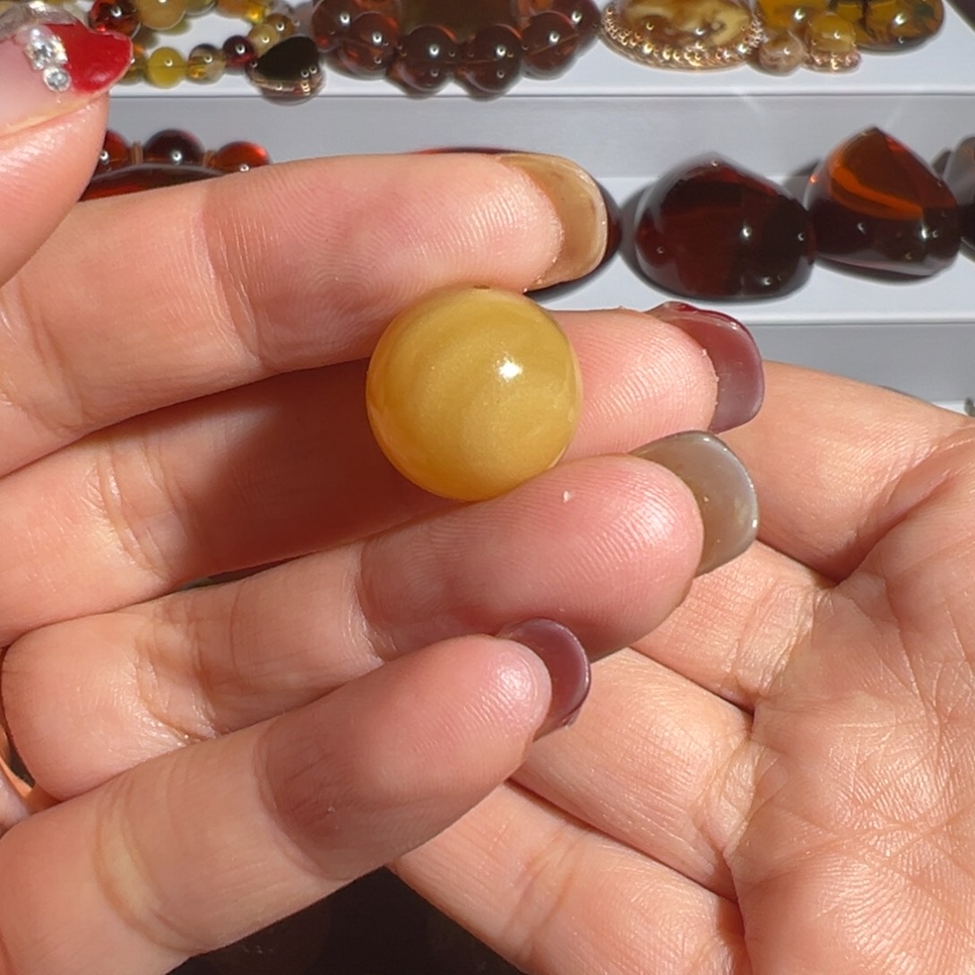 琥珀裸石未镶嵌蜜蜡单珠14.6m m