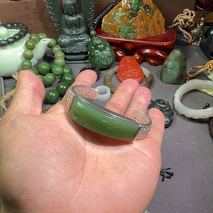 和田玉颈饰银S925镶嵌B****