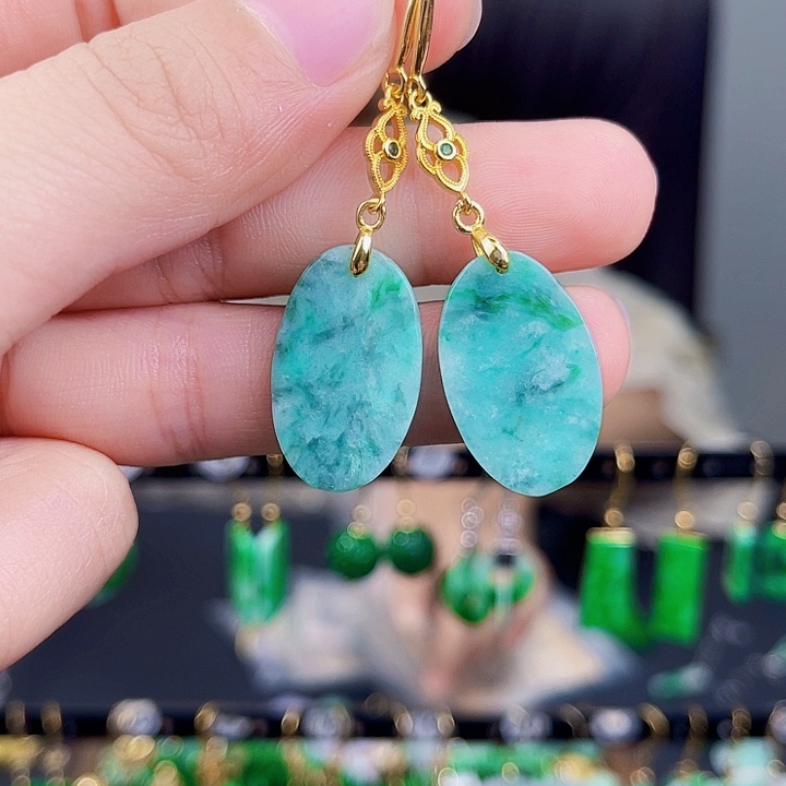 翡翠未镶嵌耳饰饰品