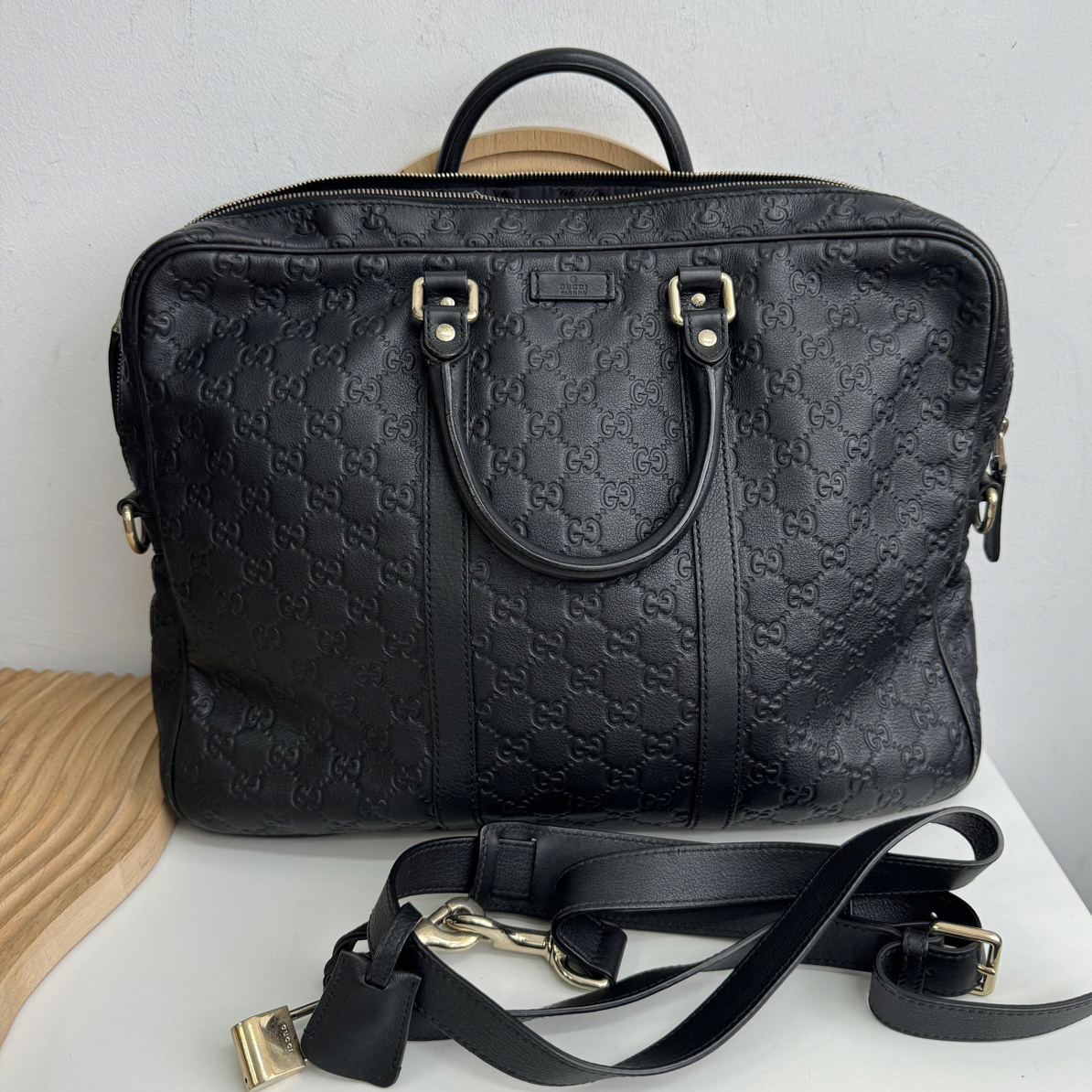 95新 GUCCI/古驰 全皮压纹手提公文男包（40cm）/Y730