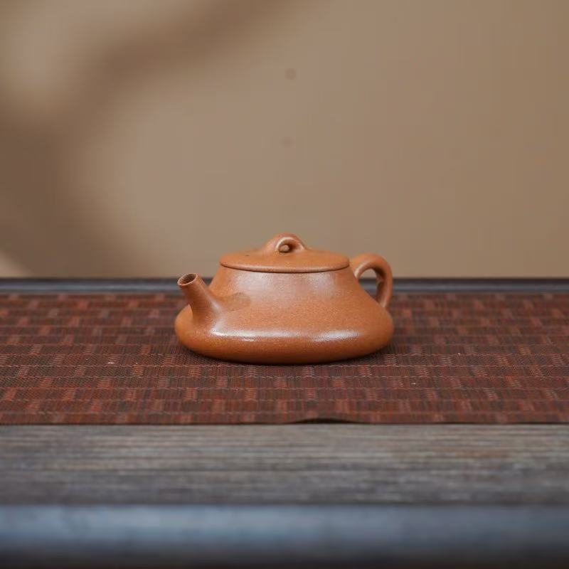 桃花泥【础瓢】宜兴黄龙山原矿手工紫砂壶