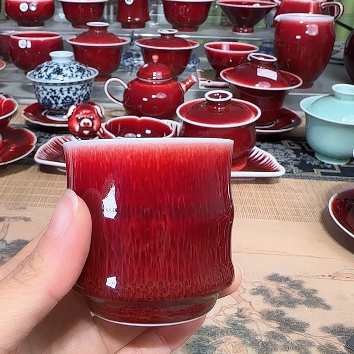 景德镇陶瓷红马坊杯