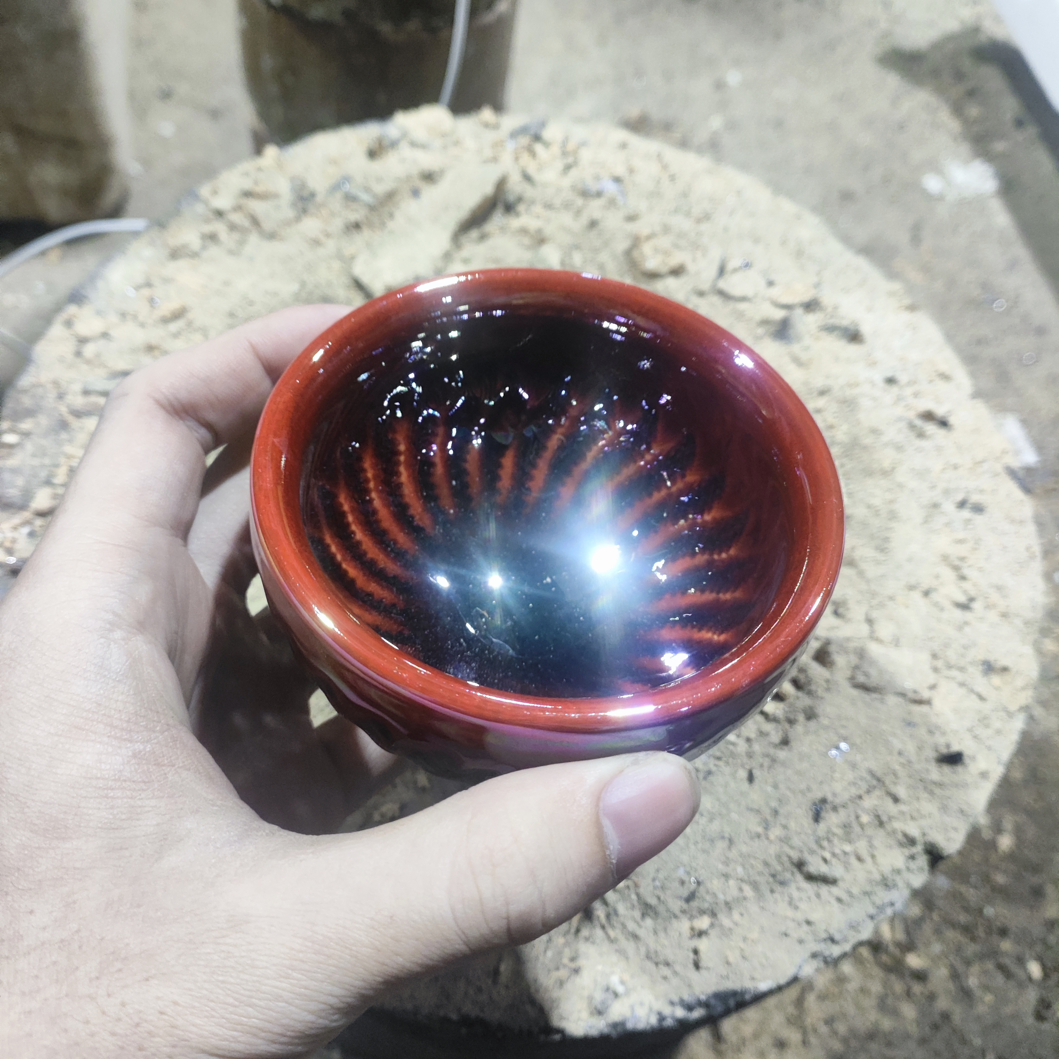 七彩牛血跳刀高端茶器主人杯