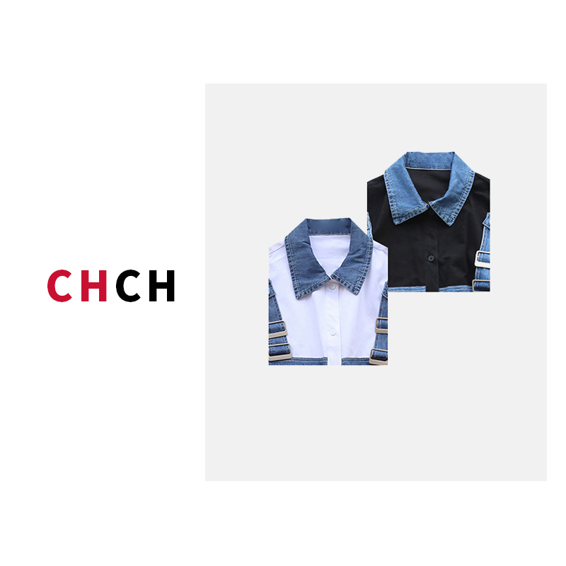 JY2CS1191春季新款时尚拼接牛仔小熊短外套女