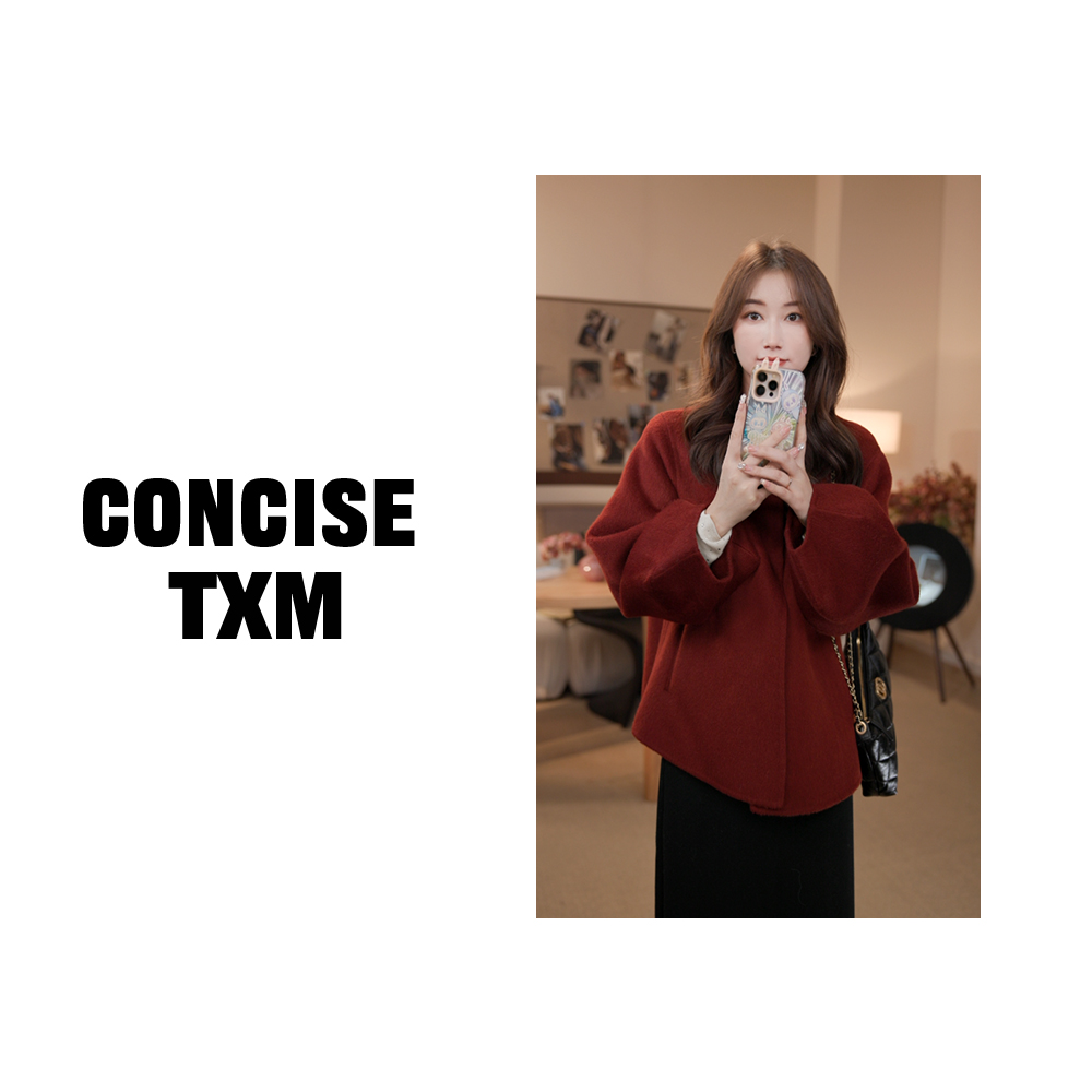 【唐小木】短款圆领斗篷大衣 冬季气质百搭韩系大衣外套 DY1004