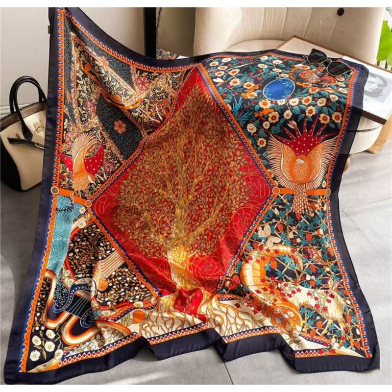 瑕疵  A22 发财树 110*110 左右 围巾丝巾 XC