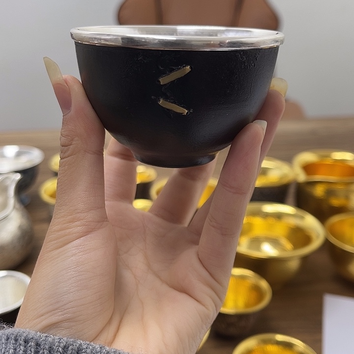 李小鹤铁包银足银20克锔钉杯100毫升