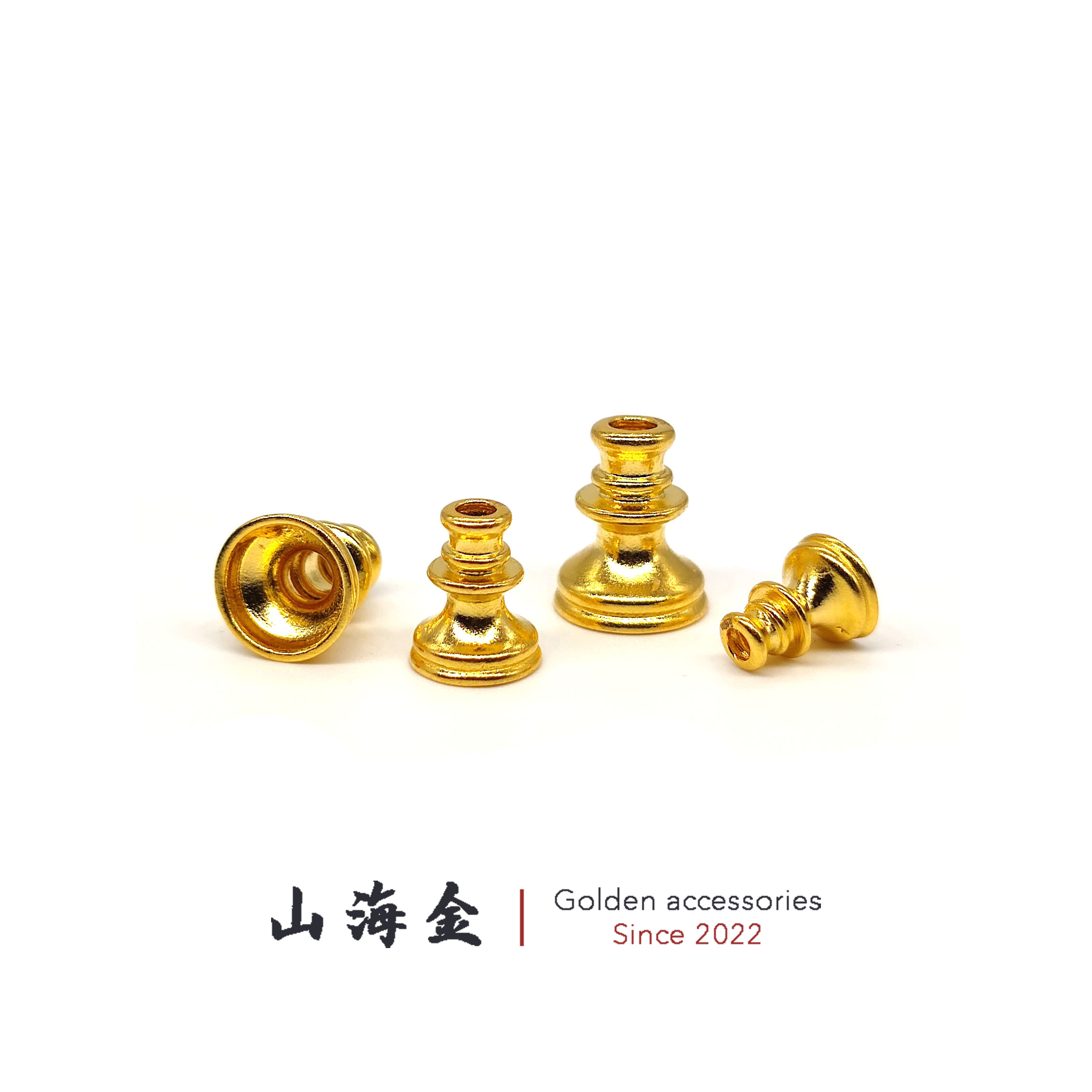 山海金 24K黄金999足金喇嘛佛塔金塔文玩手串佛珠三通佛头DIY配饰