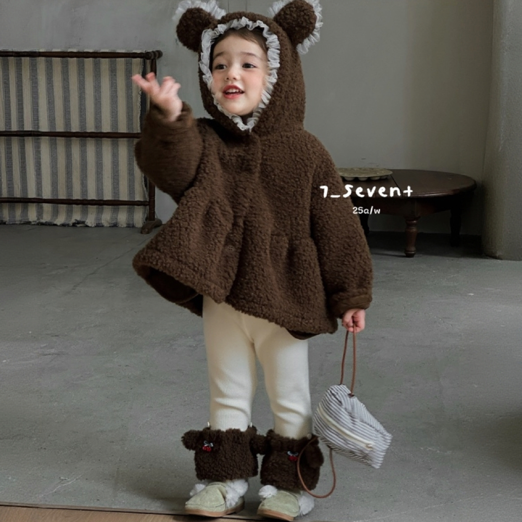 7seven 25冬 1065女童咖色连帽娃娃衫外套毛毛大衣（汉服）