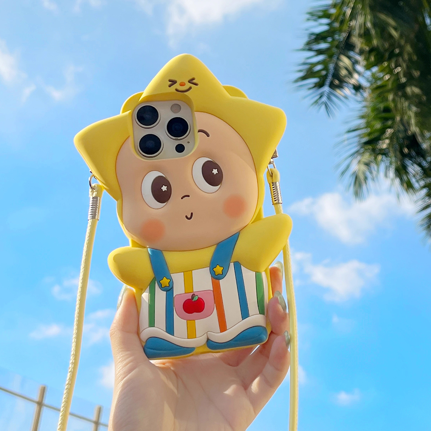 可爱立体背带裤星星人适用苹果oppo小米手机壳全包防摔硅胶套新款