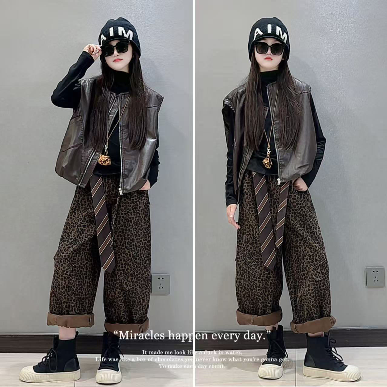 女童低领pu皮马甲外套2025新款大儿童秋装洋气百搭外穿马夹潮上衣
