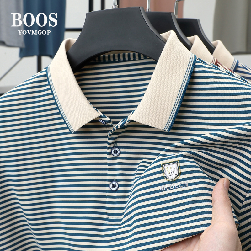 【品牌金标撤柜1】BOOSYOVMGOP轻奢商务细条纹 舒适抗皱休闲夏85698