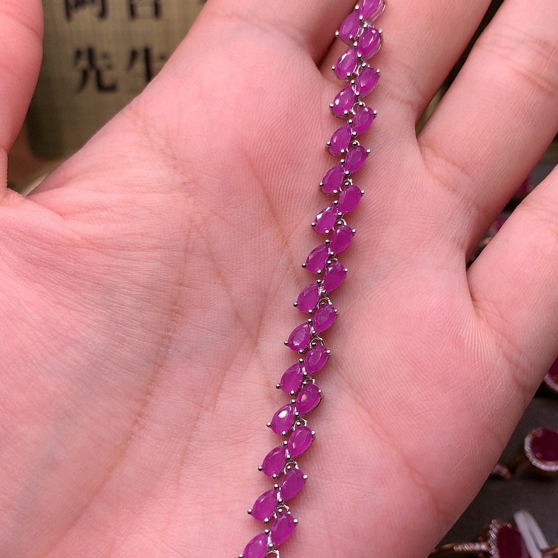 红宝石手链银S925镶嵌